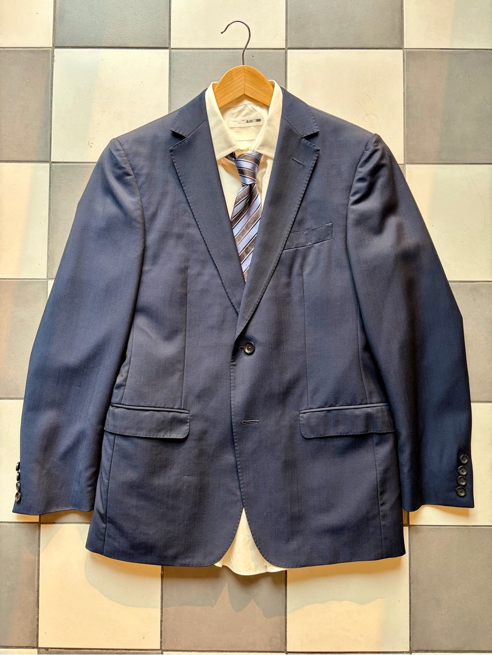 Z Zegna Navy Wool Mohair Sport Coat Blazer